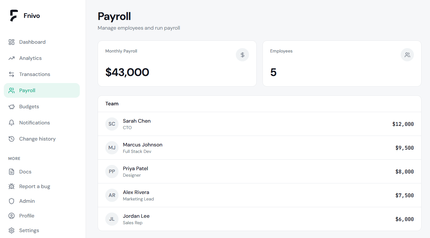 Payroll screenshot